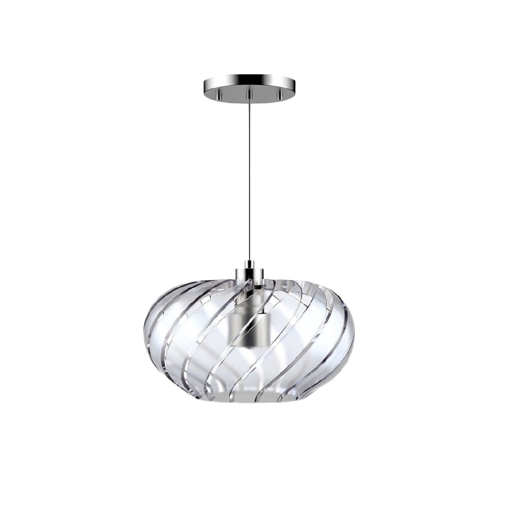 "Moderne Hanglamp met Draaivorm en Verchroomde Afwerking"