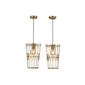 Hanglampen in industrieel ontwerp met gouden draadframe en E27 fitting
