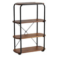 Moderne houten boekenplank met zwart metaalframe en vier planken