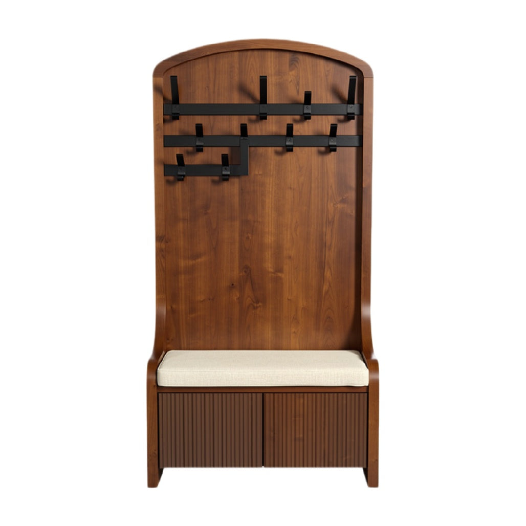 Houten Halmeubel met Haken en Opbergruimte