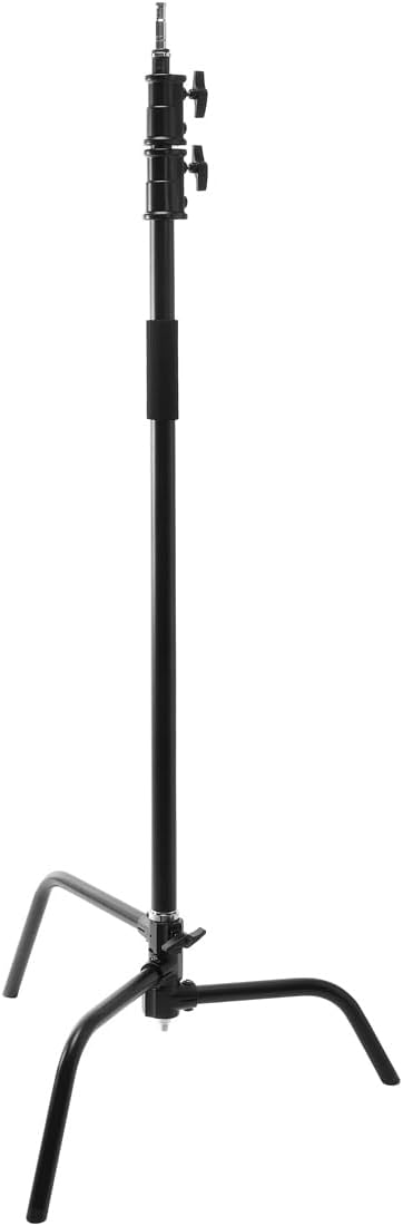 Flashpoint 10.5' C Light Stand on Turtle Base Kit with Two Tier Spring Loaded Riser Column, 40" Grip Arm, Two 3" Gobo Heads and Baby Pin, Black, this C Stand is Suitable for Cinema and Still Studios