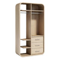 **Moderne Houten Kledingkast met Open Opslag en Lades**