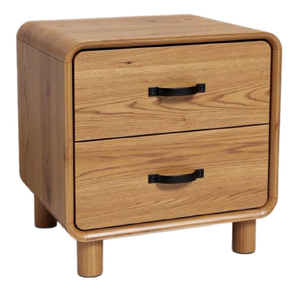 "Moderne Houten Nachtkast met Twee Lades"