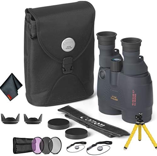 Canon 18x50 Image Stabilization All-Weather Binoculars - Bundle with Tulip Lens Hoods, Tripod + More
