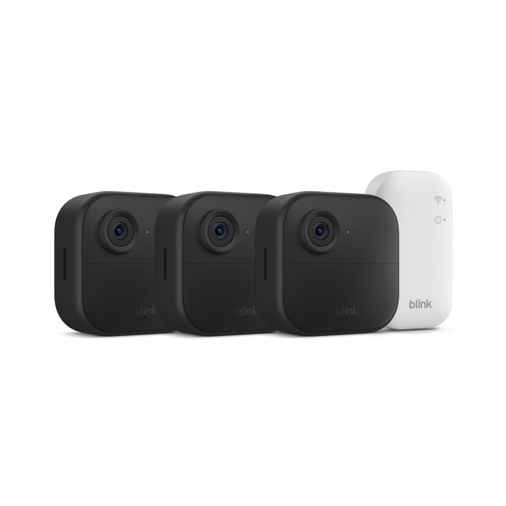 Blink Outdoor 4 â Wireless smart security camera, two-year battery life, 1080p HD day and infrared night live view, two-way talk. Sync Module Core included â 3 camera system