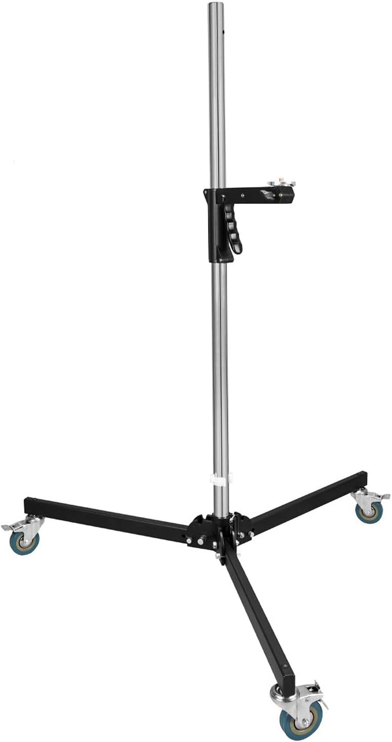 Godox Wheeled Light Stand â Sliding Arm Mobile Studio Stand with Braking Casters, Adjustable 3.9 ft to 7.9 ft Height, Silver Finish, Professional Photography & Video Support System (240FS)
