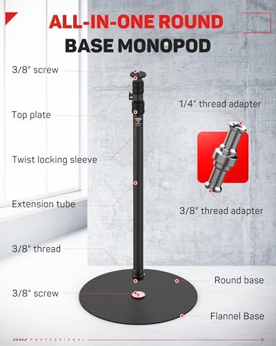 IFOOTAGE A400 Round Base Monopod 3 Packs, 79" Studio Light Stand Flat Base Monopod for Camera, Light, Webcam, Live Streaming, Vlogging, Payload 10KG/22LBS