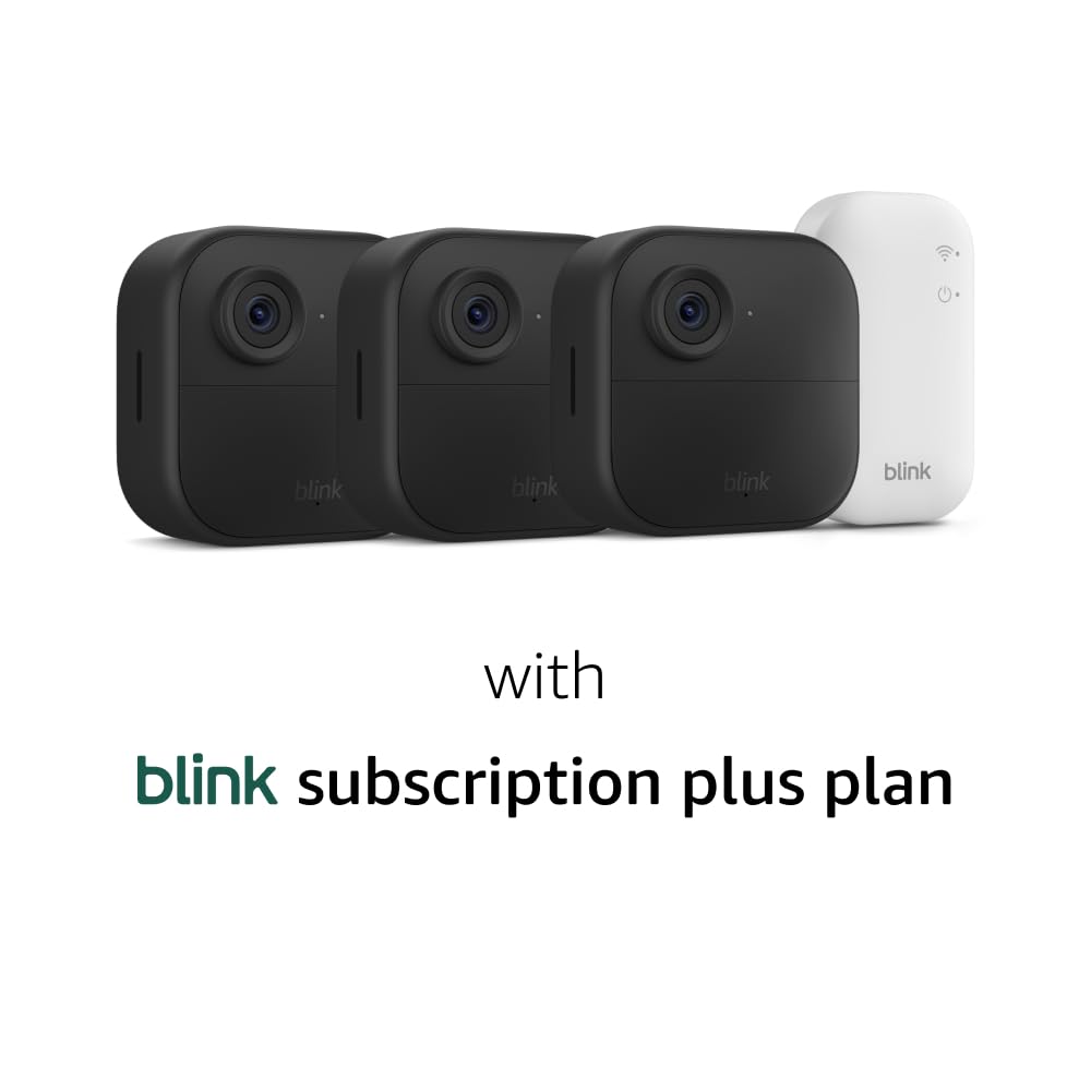 Blink Outdoor 4 â Wireless smart security camera, two-year battery life, 1080p HD day and infrared night live view, two-way talk. Sync Module Core included â 3 camera system