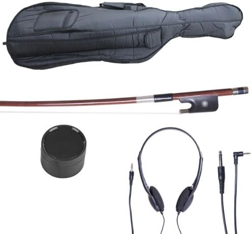 Cecilio 4/4 Silent Electric Cello with Ebony Fittings, Metallic Black