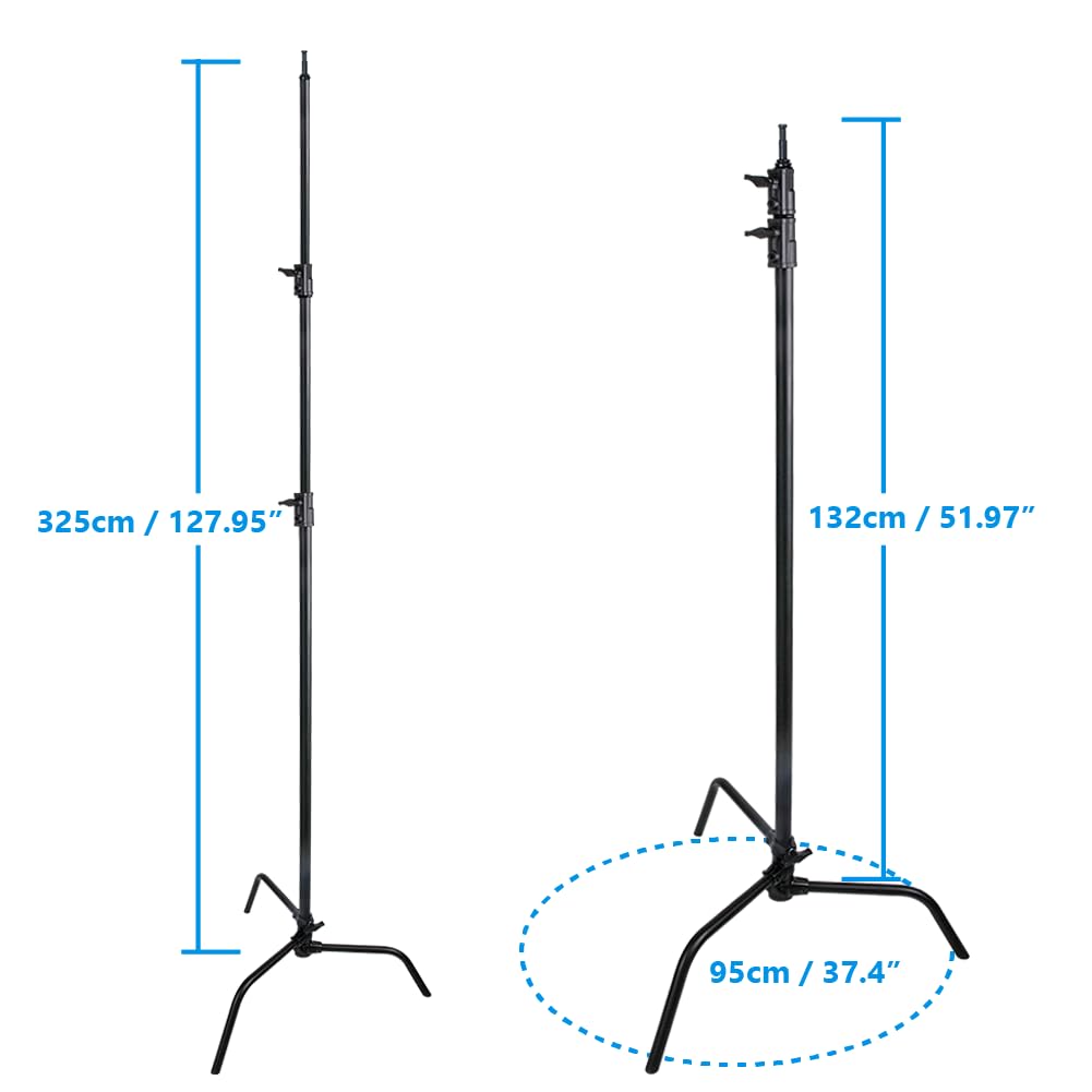 Kupo 20" C-Stand Turtle Base Kit Professional Grip Stand with 2.5" Grip Head and 20" Grip Arm, Heavy-Duty Steel Construction for Photography and Video Lighting - Silver (KS704512)