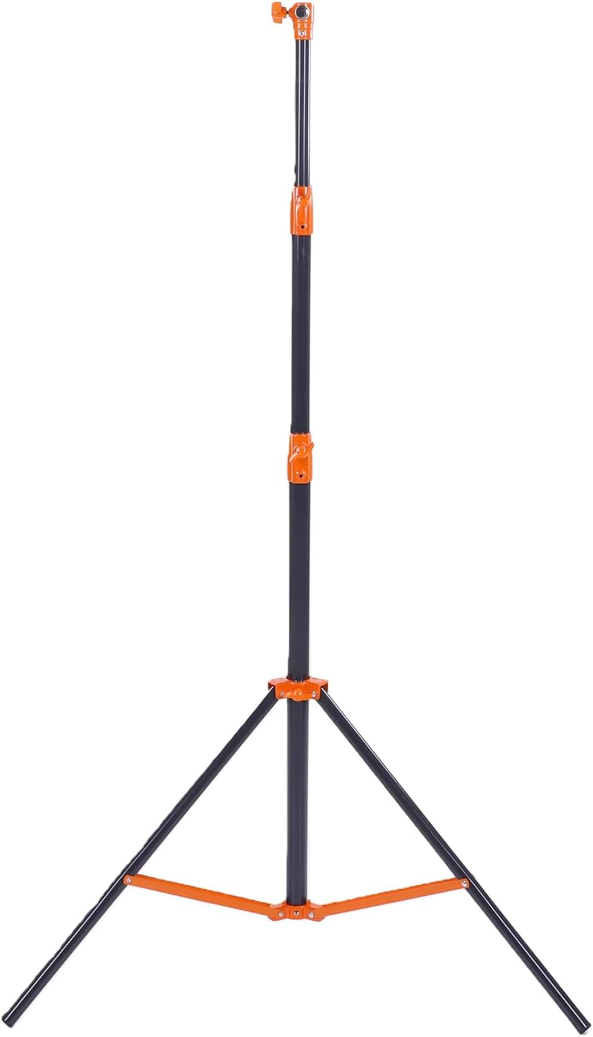 Yoidesu 3 Section Air Cushioned Light Stand, Heavy Duty Stainless Steel Photography Stand with 1/4 3/8 Inch Screw Mounts for Studio Video Recording Camera LED Light (Orange)