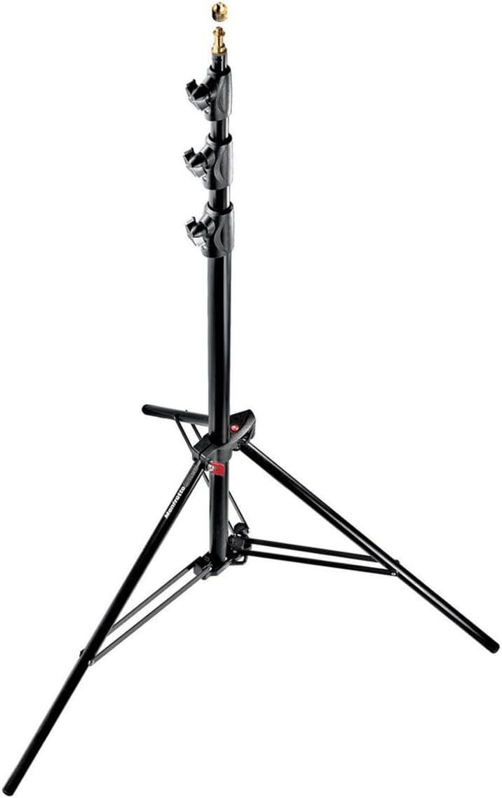 Manfrotto 1004BAC 144-Inch Air Cushioned Aluminum Master Light Stand with 4 Sections and 3 Risers, 3-Pack (Black)