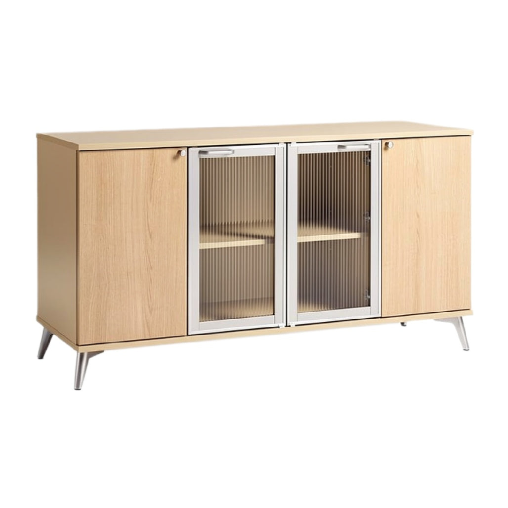 Opbergkast met Glazen Deuren en Houten Afwerking