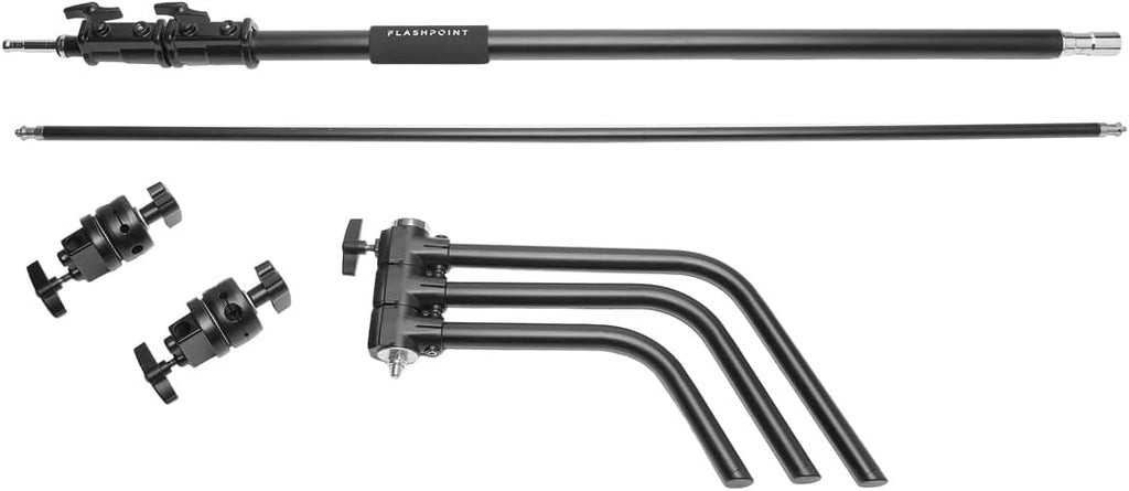 Flashpoint 10.5' C Light Stand on Turtle Base Kit with Two Tier Spring Loaded Riser Column, 40" Grip Arm, Two 3" Gobo Heads and Baby Pin, Black, this C Stand is Suitable for Cinema and Still Studios