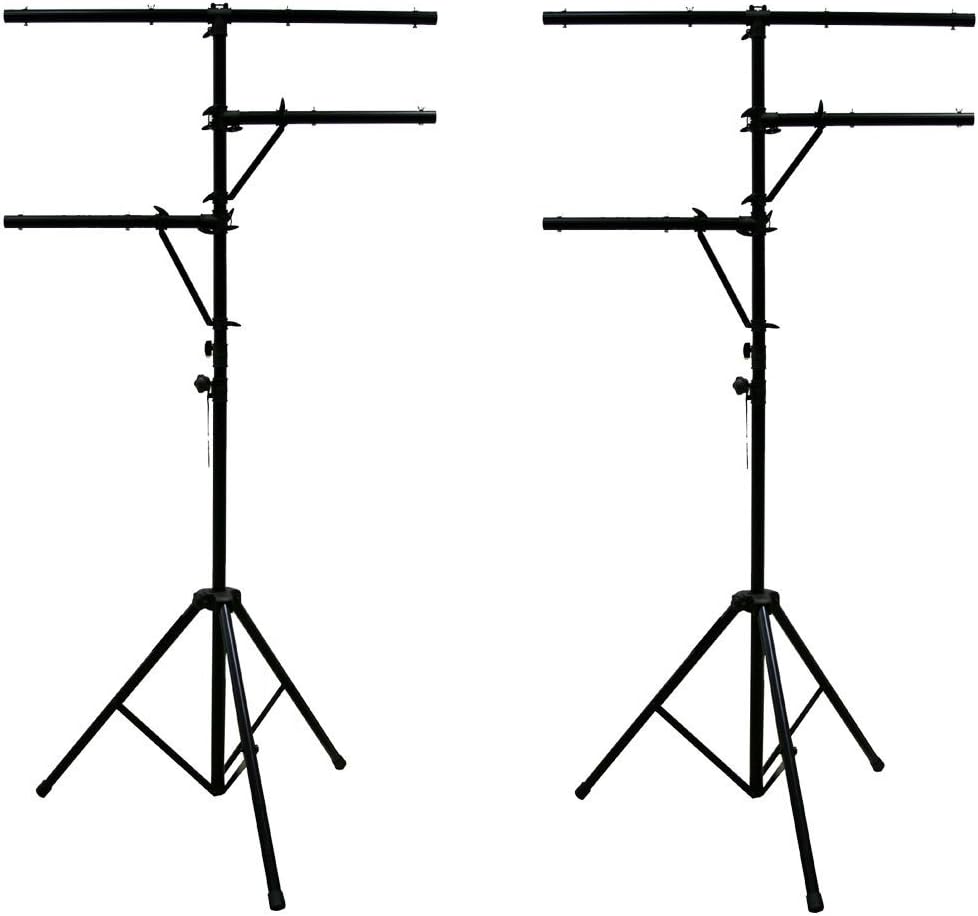 Stage Light Stand 2 Pack Multi-Arm T-Bar DJ Tripod Up to 12 Ft ASC