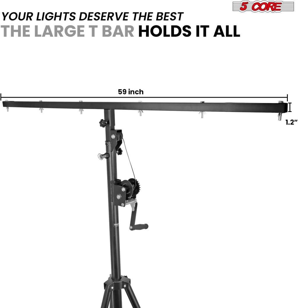 Heavy Duty Adjustable DJ Light Stand with Hand Crank & Tripod Mount by 5 Core