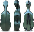 Vetimobato Carbon Fiber Cello Case 4/4 Full Size Strong & Ultralight Hard Shell Travel Case with Built-in Handle Wheels Backpack Straps Bow Holders Cello Box for Professional Cellists (Dark Green)