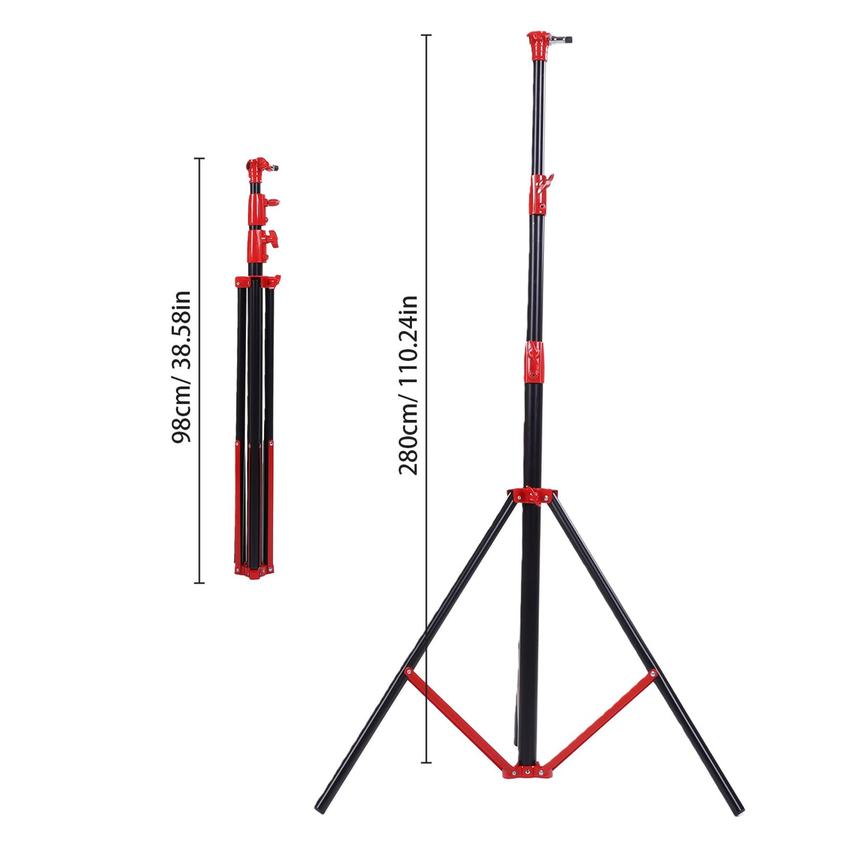 Yoidesu 3 Section Air Cushioned Light Stand, Heavy Duty Stainless Steel Photography Stand with 1/4 3/8 Inch Screw Mounts for Studio Video Recording Camera LED Light (Orange)