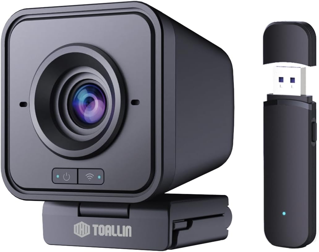 TOALLIN 1080P HD Wireless Webcam for PC, Built-in Noise-Canceling Mic