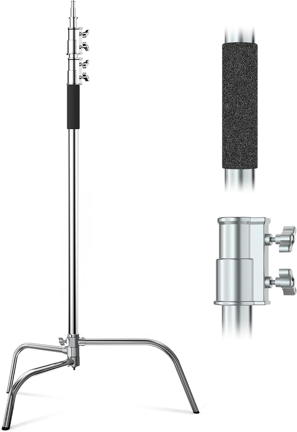 Hagibis C Stand Adjustable Heavy Duty Tripod Stand with 100% Stainless Steel, Photography light Stand for Studio Softbox, Monolight, Reflector, Max Height: 10.5ft/320cm (Extension Arm Not Included)