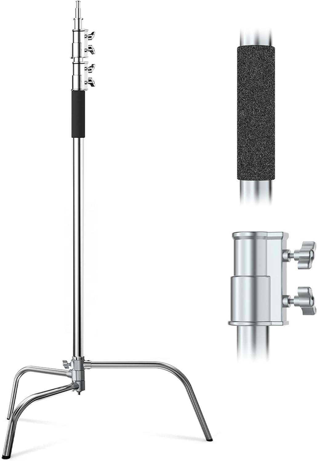 Hagibis C Stand Adjustable Heavy Duty Tripod Stand with 100% Stainless Steel, Photography light Stand for Studio Softbox, Monolight, Reflector, Max Height: 10.5ft/320cm (Extension Arm Not Included)