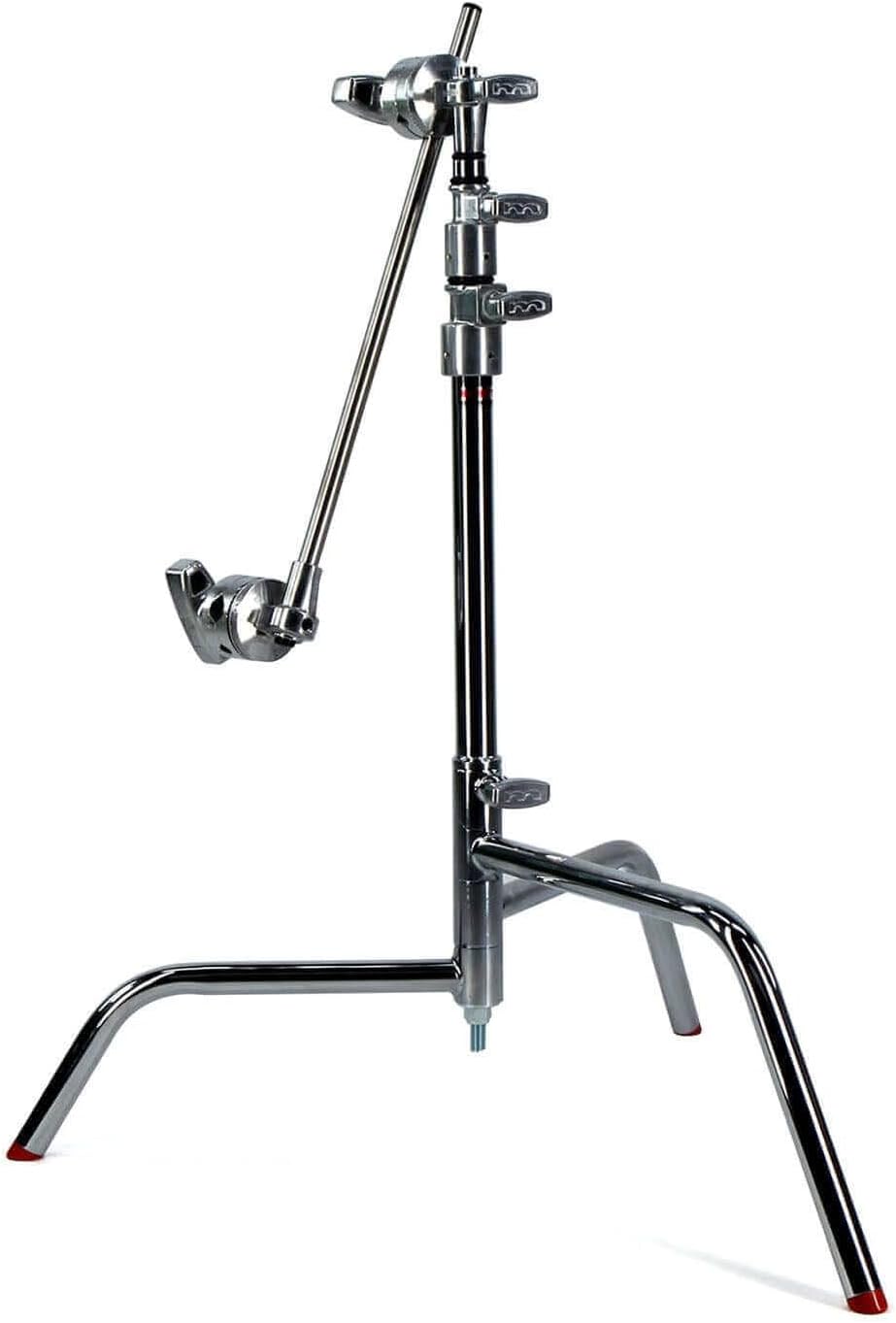 Matthews 20â C+ Stand with Turtle Base, Grip Head & Arm â Professional Studio Grade Heavy-Duty Steel Light Stand with Detachable Base, 22 lb Load Capacity, Orange Feet, 57.5â Max Height (Chrome)