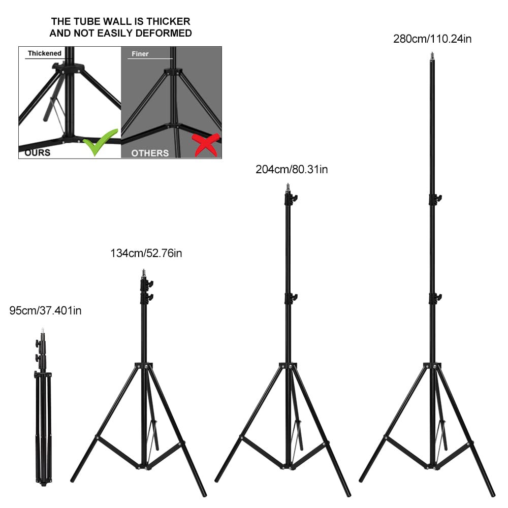 Heavy Duty Aluminum Alloy Photography Video Tripod Light Stands, Tripod Stands for Softboxes, Umbrellas, Reflectors, Lights - Pack of 2, 9.19 Feet/2.8M