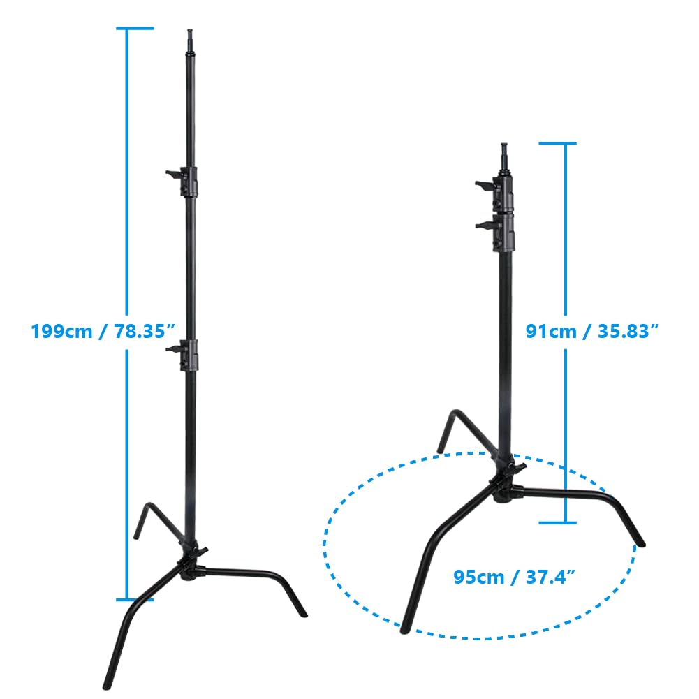 Kupo 20" C-Stand Turtle Base Kit Professional Grip Stand with 2.5" Grip Head and 20" Grip Arm, Heavy-Duty Steel Construction for Photography and Video Lighting - Silver (KS704512)