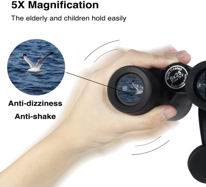 5x25 15.8Â° Ultra Wide Angle Binoculars for Sports â Large Field of View, 829ft/ 1000yds â Compact Binoculars for Spectator Sports â Portable for NFL, Golf, Tennis, Baseball, Badminton