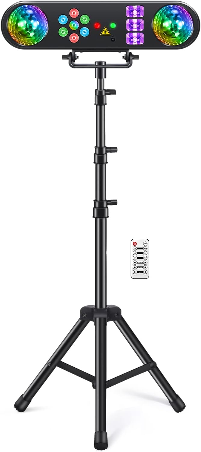Telbum DJ Lights with Stand and 1500W Fog Machine, Make a Party Show