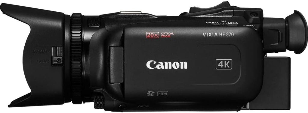 Canon VIXIA HF G70 Camcorder 1/2.3" 4K UHD CMOS Sensor 20x Optical Zoom, 800x Digital Zoom, Image Stabilization, HDMI, USB Live Streaming, Time Stamp On-Screen Display Recording