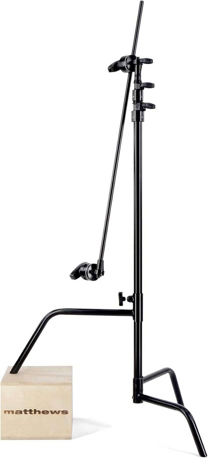 Matthews 40" C-Stand w/Sliding Leg, Includes Grip Head & Arm Chrome - Studio Grade C-Stand Available in Black or Chrome, Professional Quality (Black)