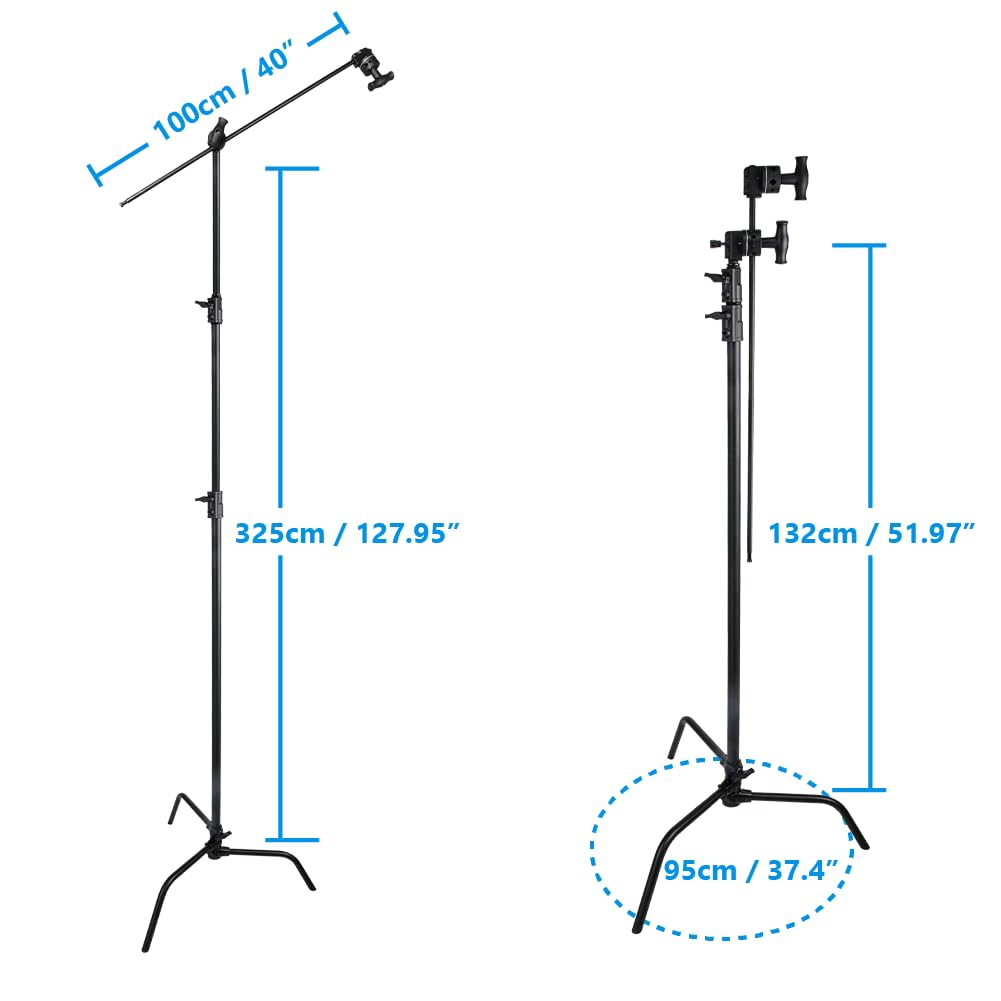 Kupo 20" C-Stand Turtle Base Kit Professional Grip Stand with 2.5" Grip Head and 20" Grip Arm, Heavy-Duty Steel Construction for Photography and Video Lighting - Silver (KS704512)
