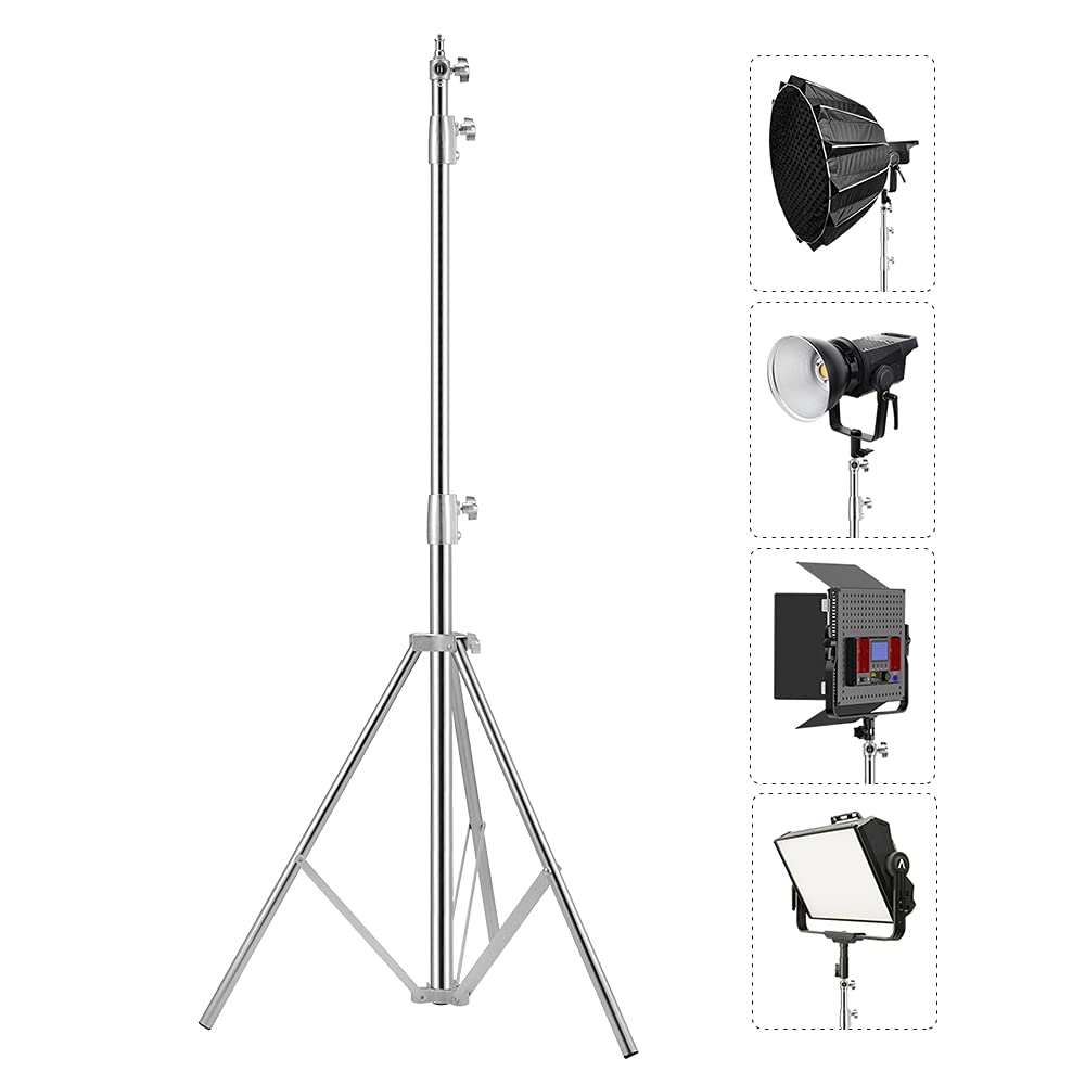 Stainless Steel Light Stand Photography, Spring Cushioned Heavy Duty Tripod Stand, 9.5ft/2.8m, 2 Packs Professional Photography Studio Stands