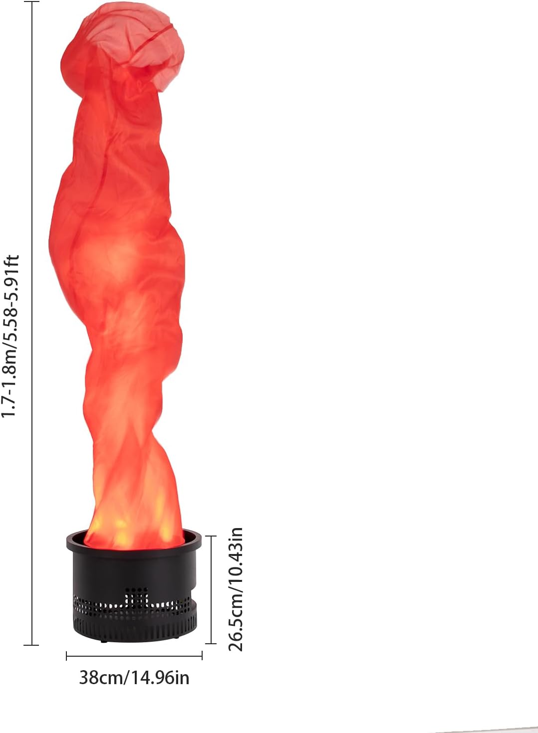 5.91ft Fake Flames Light, LED Flame Lamp Stage Lights Fake Fire Flame with Gauze and A Fan 4500rpm Speed 10 * 3W LED Beads for Campfire Parties, Birthday Parties