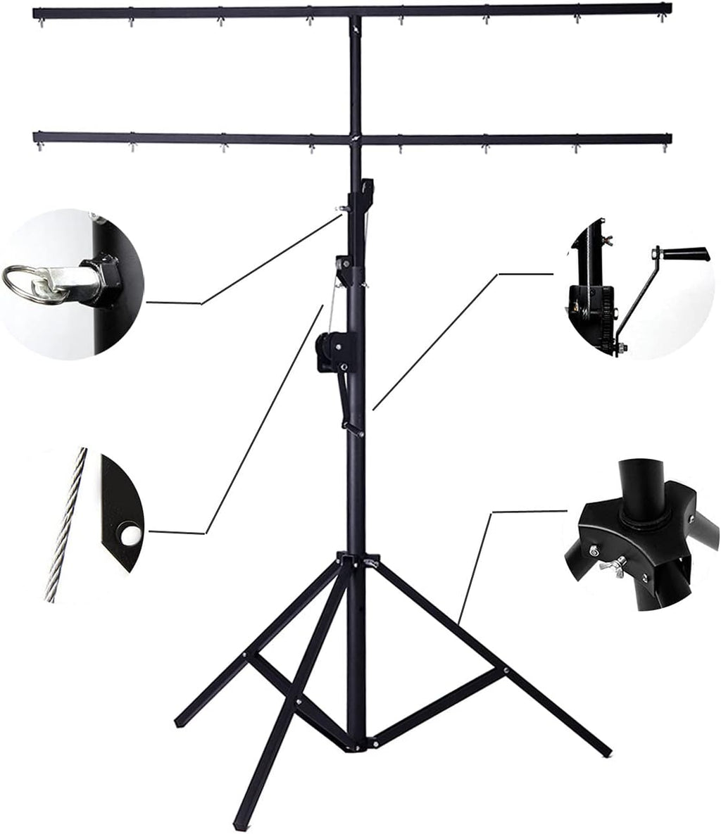 INTSUPERMAI Lighting Crank Stand DJ Stage Lighting Stand with T-Bar Manual Height Adjuster Max Height 13.1ft / 4m for Lighting Audio Stage Mounting