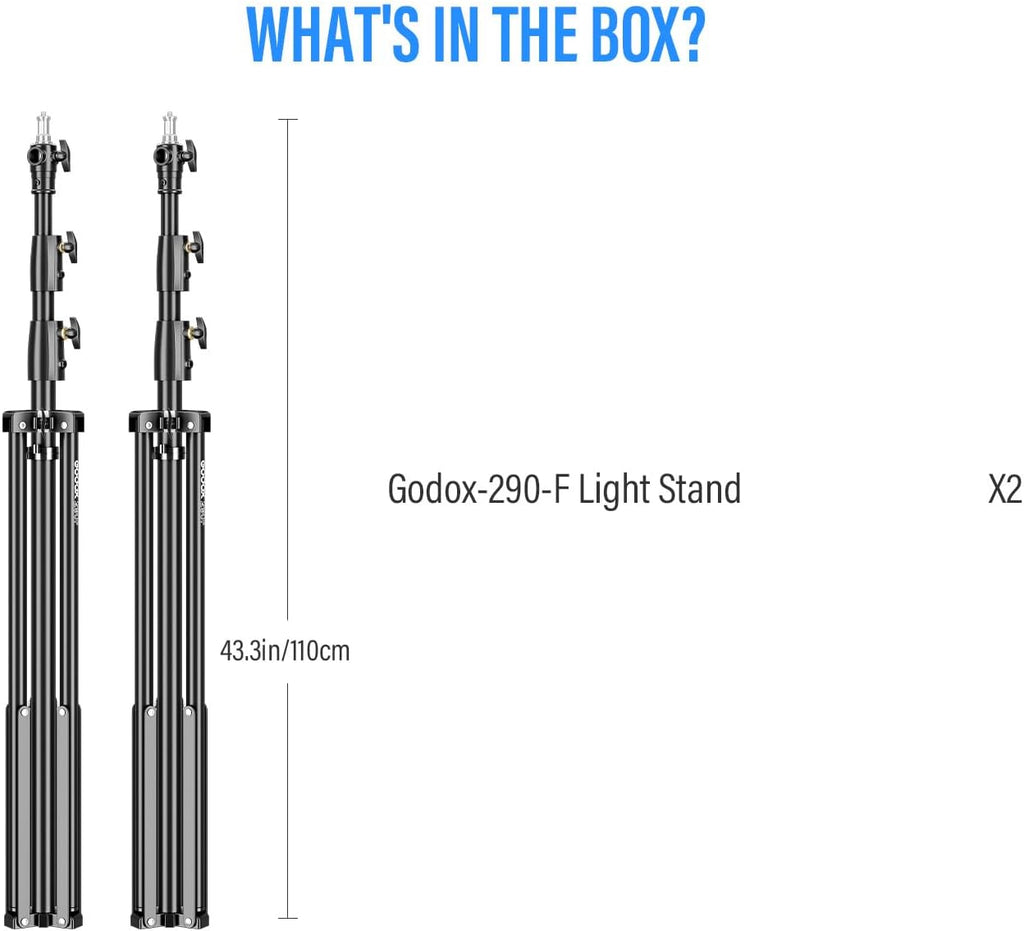 GODOX 380F Heavy Duty Light Stand 150in/12.6' Light Stand Spring Cushioned