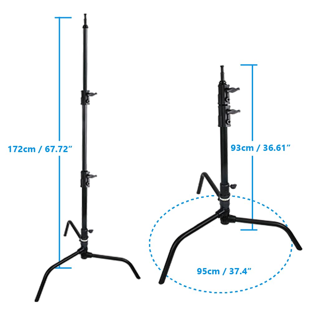 Kupo 20" C-Stand Turtle Base Kit Professional Grip Stand with 2.5" Grip Head and 20" Grip Arm, Heavy-Duty Steel Construction for Photography and Video Lighting - Silver (KS704512)