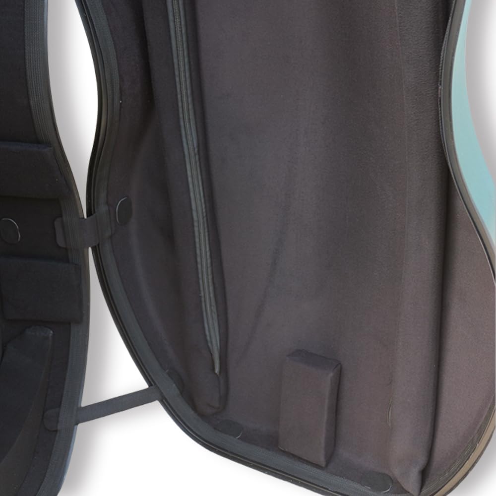 Vetimobato Carbon Fiber Cello Case 4/4 Full Size Strong & Ultralight Hard Shell Travel Case with Built-in Handle Wheels Backpack Straps Bow Holders Cello Box for Professional Cellists (Dark Green)