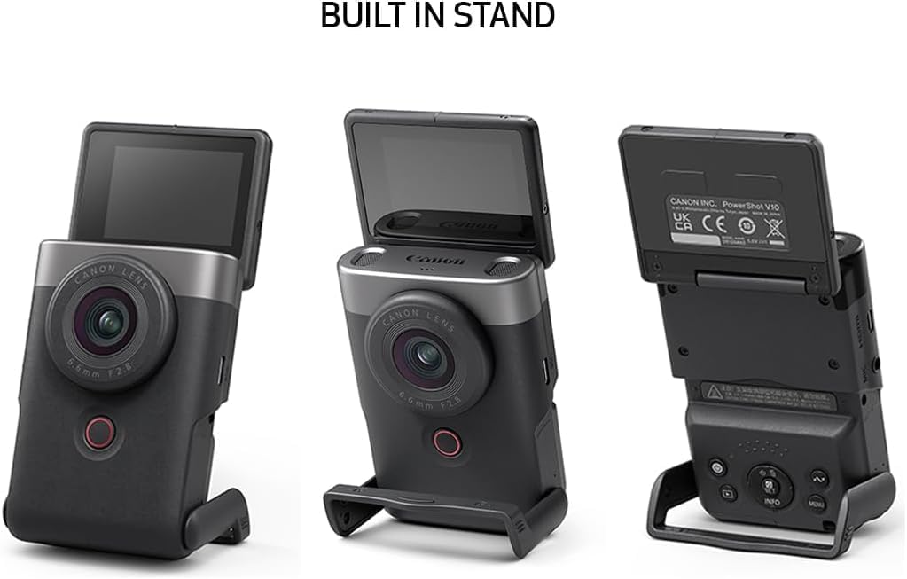 Canon PowerShot V10 Compact Vlogging Camera, 1" CMOS Sensor, 4K Video Streaming, Builtâin WideâAngle Zoom Lens, FlipâLCD & Stereo Mic, Image Stabilization, Creator Studio in Your Pocket, Black