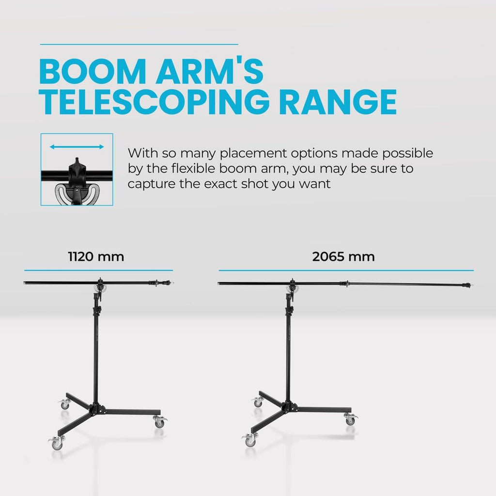 Flashpoint 12.8' Folding Wheeled Base Stand with Boom Arm