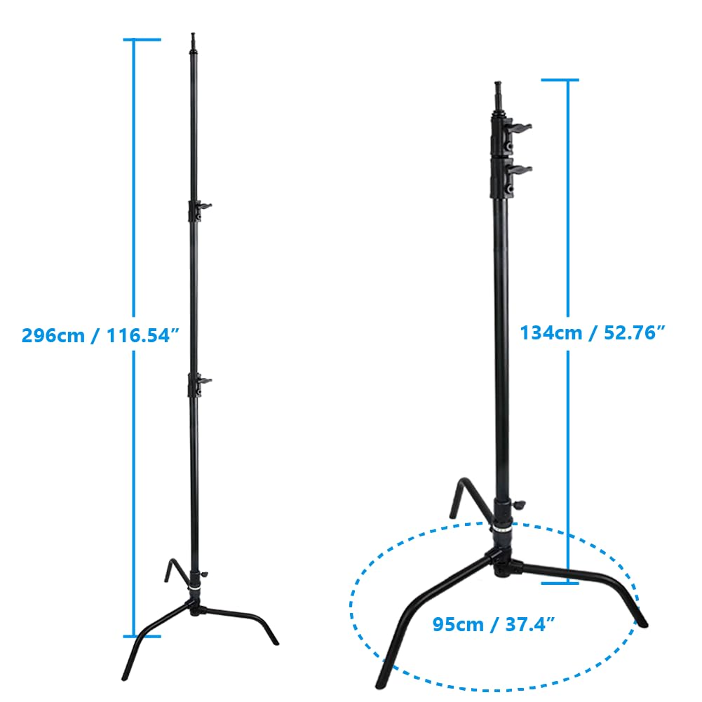 Kupo 20" C-Stand Turtle Base Kit Professional Grip Stand with 2.5" Grip Head and 20" Grip Arm, Heavy-Duty Steel Construction for Photography and Video Lighting - Silver (KS704512)