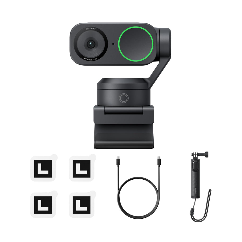 Insta360 Link 2 - PTZ 4K Webcam for PC/Mac, 1/2" Sensor, AI Tracking, HDR, AI Noise-Canceling Mic, Gesture Control for Streaming, Video Calls, Gaming, Works with Zoom, Teams, Twitch & More