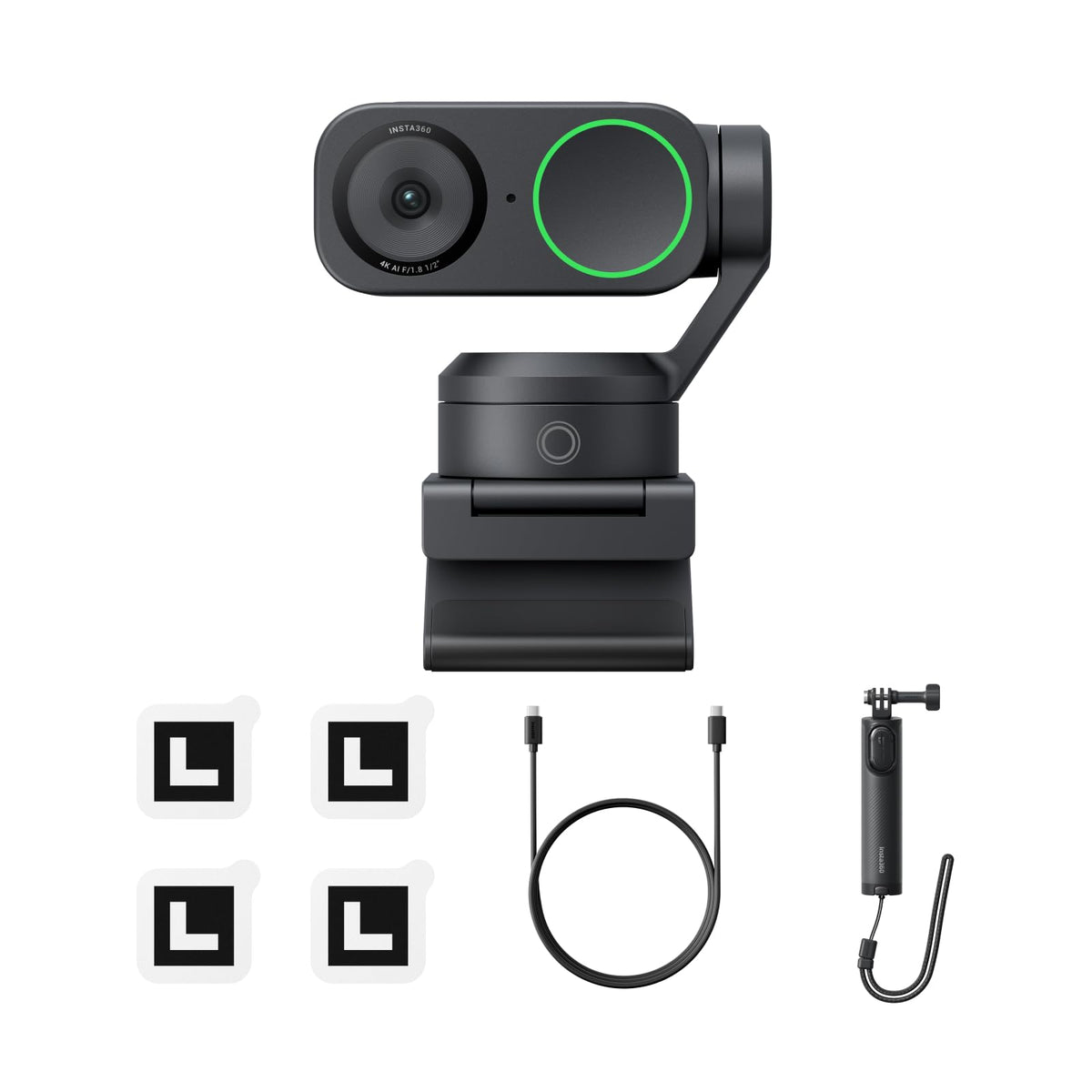Insta360 Link 2 - PTZ 4K Webcam for PC/Mac, 1/2" Sensor, AI Tracking, HDR, AI Noise-Canceling Mic, Gesture Control for Streaming, Video Calls, Gaming, Works with Zoom, Teams, Twitch & More