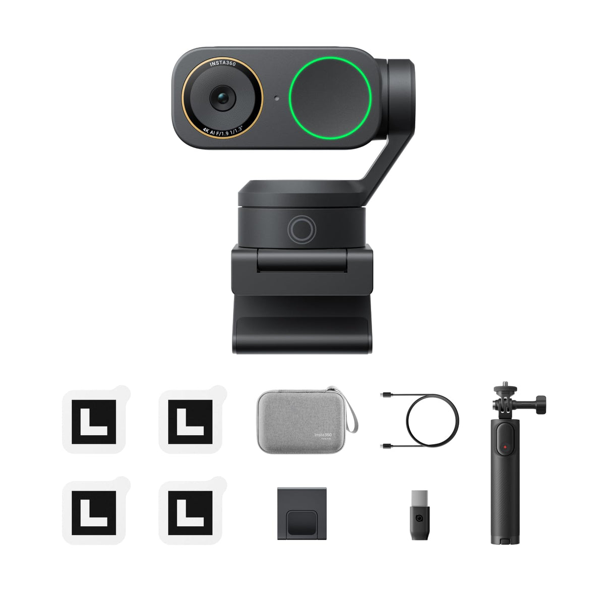 Insta360 Link 2 Pro â 4K PTZ Webcam for PC/Mac, 1/1.3â Sensor, Low-Light, AI Tracking, HDR, Directional Noise-Canceling Mics, Supports Stream Deck, Zoom, Teams, Twitch for Streaming or Meetings