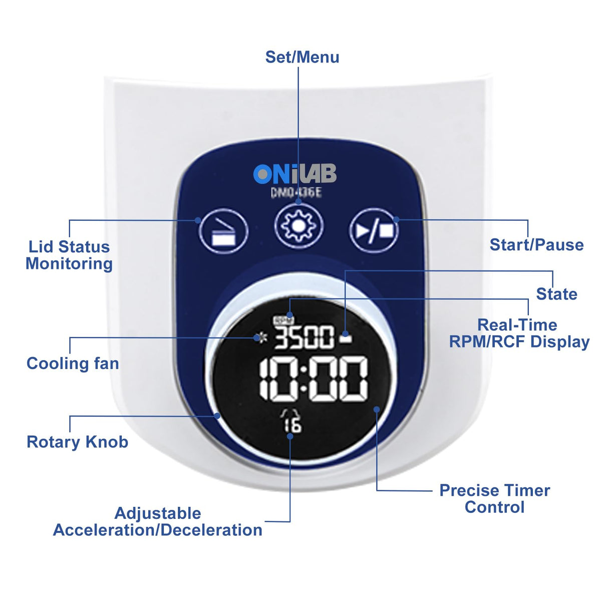 ONiLAB Benchtop Centrifuge, 6X50ml, 300-4000RPM, Max 1800Ãg