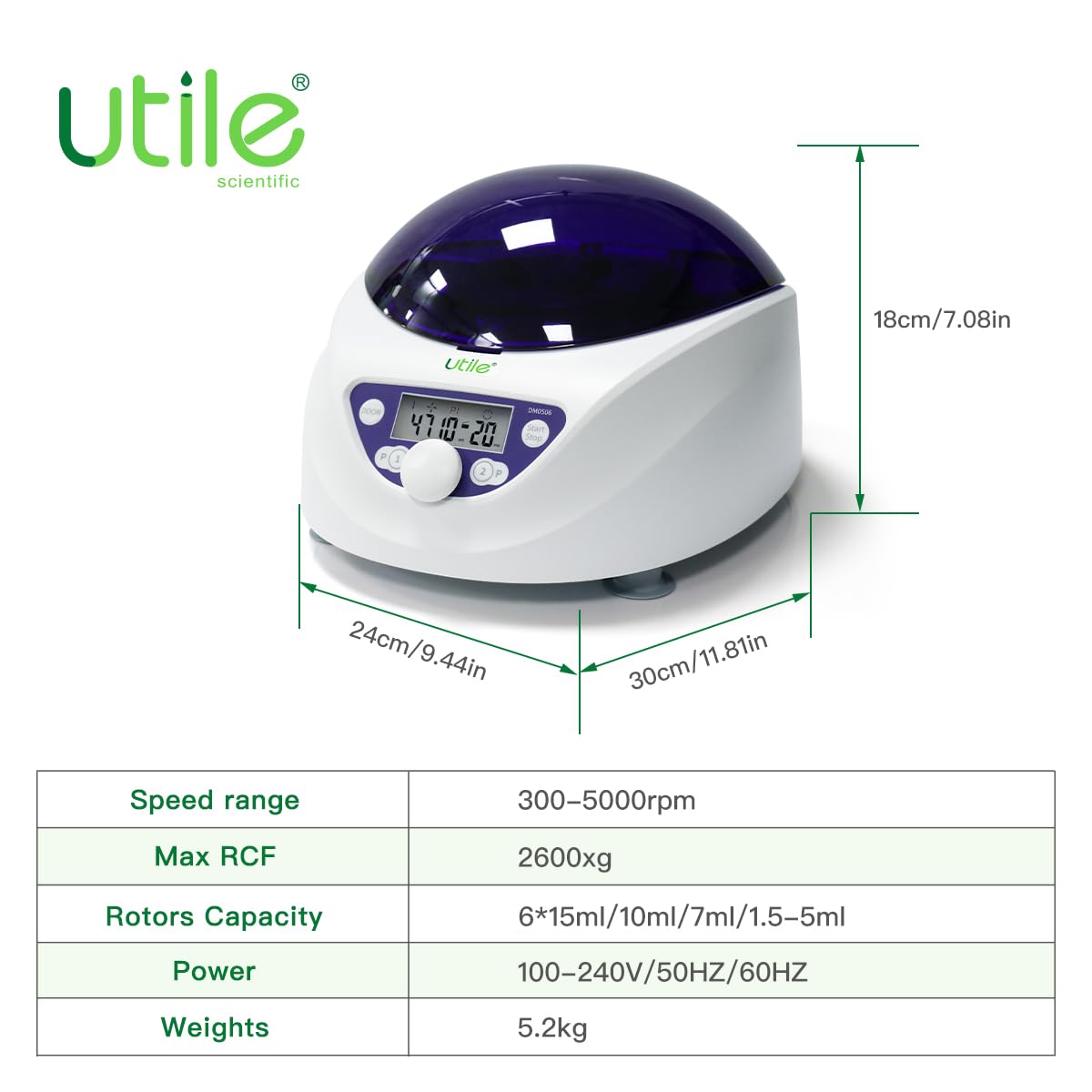 Utile PRP Benchtop Centrifuge Machine LCD Display for Laboratory School