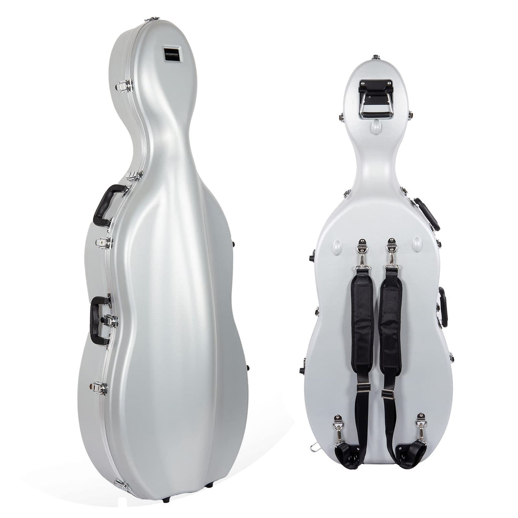Crossrock ABS Cello Case for 4/4 & 3/4 Size | Wine Red Velvet Interior, Molded Hardshell with Wheels, Lock, Dual Bow Holders & Backpack Straps-Dark Red (CRA862CEFDR)