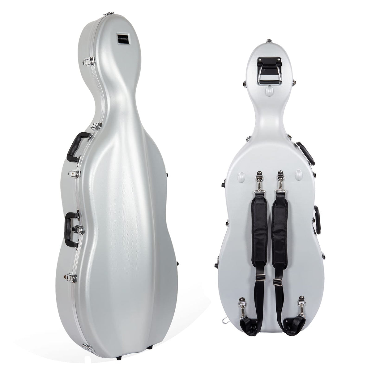 Crossrock ABS Cello Case for 4/4 & 3/4 Size | Wine Red Velvet Interior, Molded Hardshell with Wheels, Lock, Dual Bow Holders & Backpack Straps-Dark Red (CRA862CEFDR)