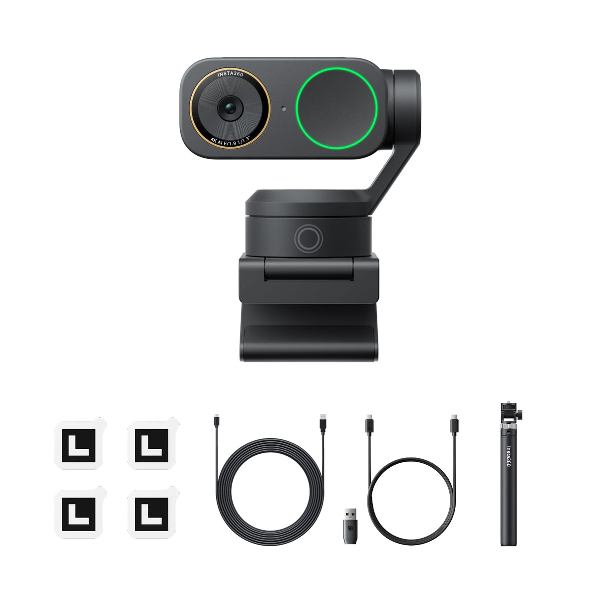 Insta360 Link 2 Pro â 4K PTZ Webcam for PC/Mac, 1/1.3â Sensor, Low-Light, AI Tracking, HDR, Directional Noise-Canceling Mics, Supports Stream Deck, Zoom, Teams, Twitch for Streaming or Meetings